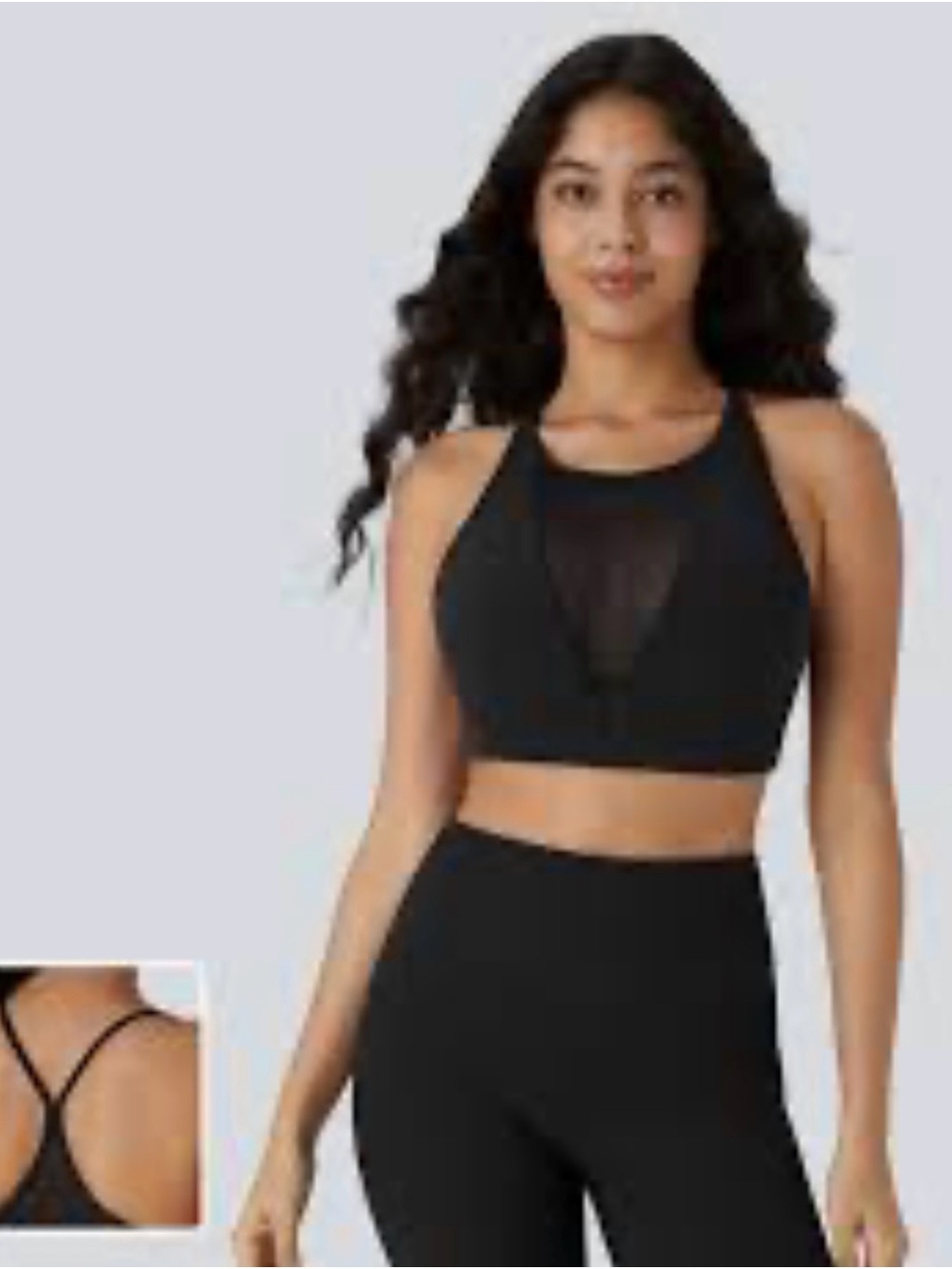HALARA Black High-Neck Mesh Sports T back low support yoga bra